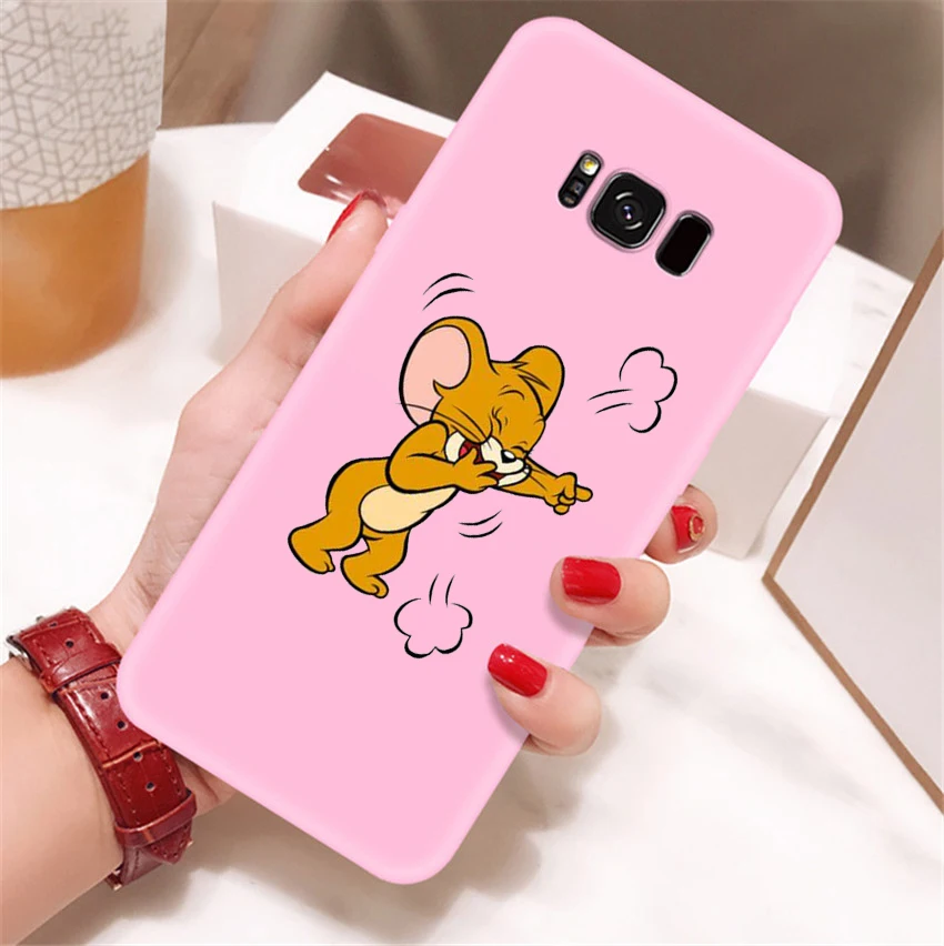 Забавный чехол для телефона Tom Jerry для Samsung Galaxy S8 s9 plus s10 plus s10e note 9 мягкий силиконовый защитный чехол из ТПУ с кошкой и Мышкой