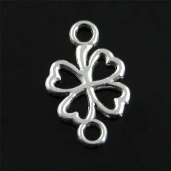 

40pcs 4 Leaf Clover Charm Connector Antique Silver Color Clover Charms Connector Lucky Clover Charm Connector 12x20mm