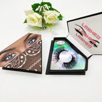 

Brown Diamond Lash Cases 3D Mink Lash Box Custom Your Brand Logo Lash Packaging Box Handmade Real Mink Eyelashes Cruelty Free