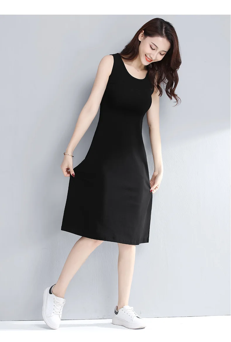 91.2% хлопок, s, m, L XL 2XL 3XL 4XL 5XL, новая длинная Нижняя однотонная майка, жилет, весна, большой размер без рукавов, женская рубашка трапециевидного силуэта