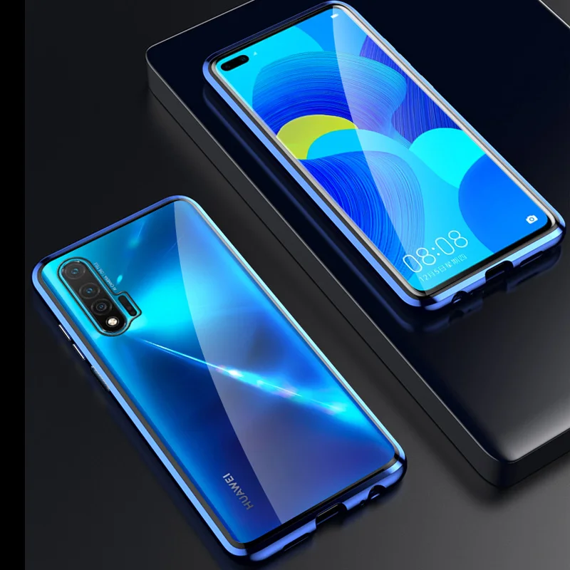 Для HUAWEI Nova 6 Чехол, металлическая двухсторонняя задняя крышка из закаленного стекла для HUAWEI Nova6 5G, алюминиевый прозрачный чехол