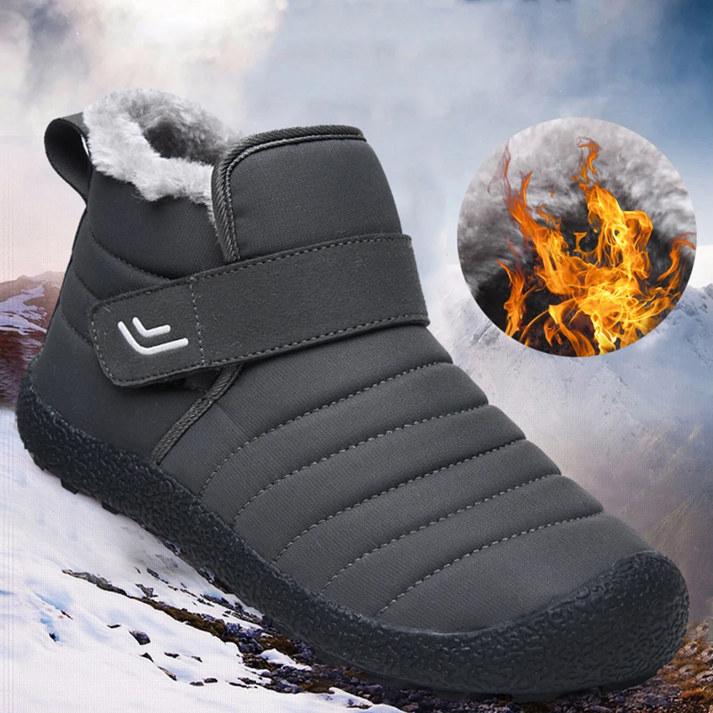 Winter Women's Snow Boots Fur Lined Ankle Boots Casual Warm Non Slip Footwear Slip On Flat Shoes Botas Mujer D30