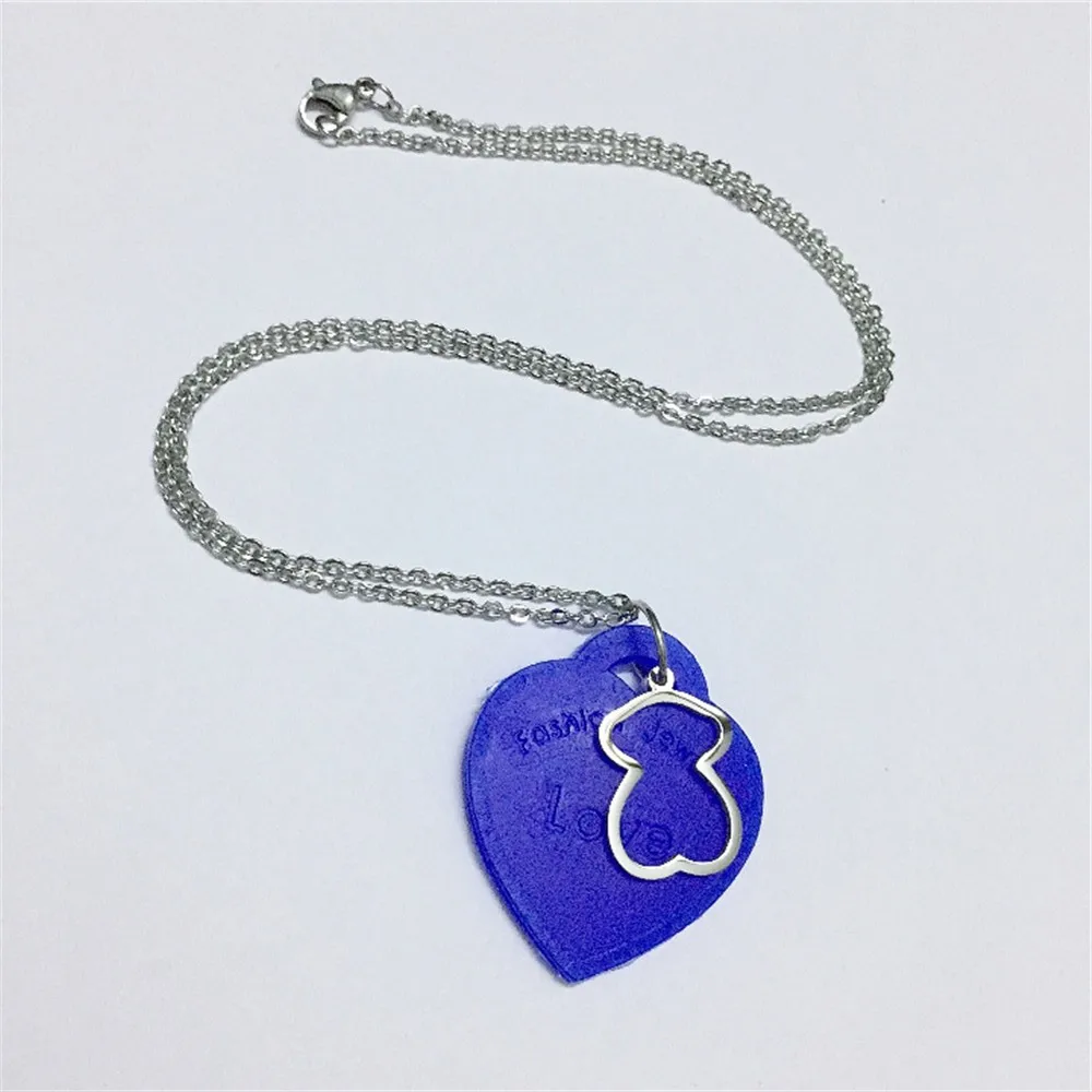

bear necklace stainless steel necklaces drak blue color highly recommend for gift lovely shape hot sell jewelry high quality