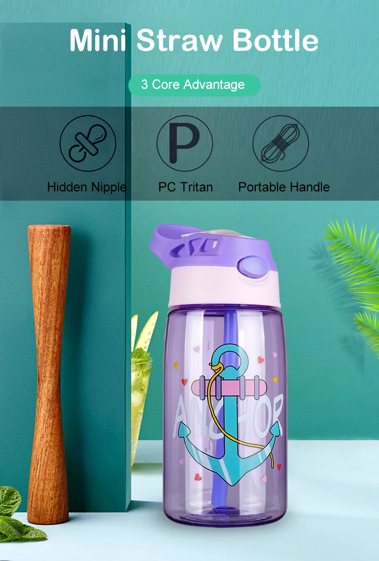 480ML Kids Water Cup Creative Cartoon Baby Feeding Cups With Straws Leakproof Water Bottles Outdoor Portable Childrens Cups