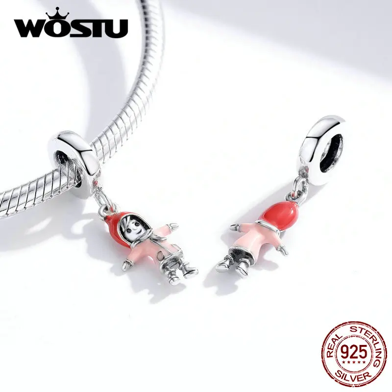 WOSTU, 925 пробы, серебряные, для катания на лыжах, для мальчиков и обнимающих, подвески для девушки, бусины, подходят к оригинальному браслету, подвеска, ювелирные изделия дружбы, BKC1352