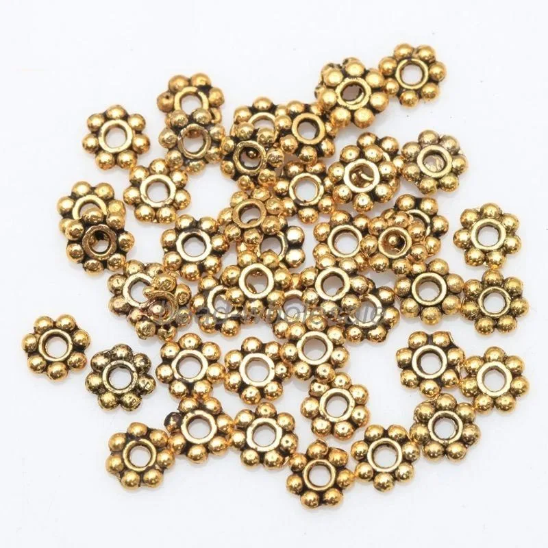 1000 шт 4 мм тибетские золотые серебряные цветные Круглые Цветочные металлические бусины для рукоделия круглые ромашки для изготовления ювелирных изделий