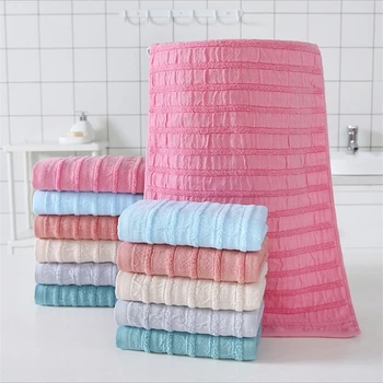 

Factory Direct Sale Of Pure Cotton Unisex Towel Soft Absorbent Plain Striped Simple Towel Couple Household Hand Towel 34*76cm