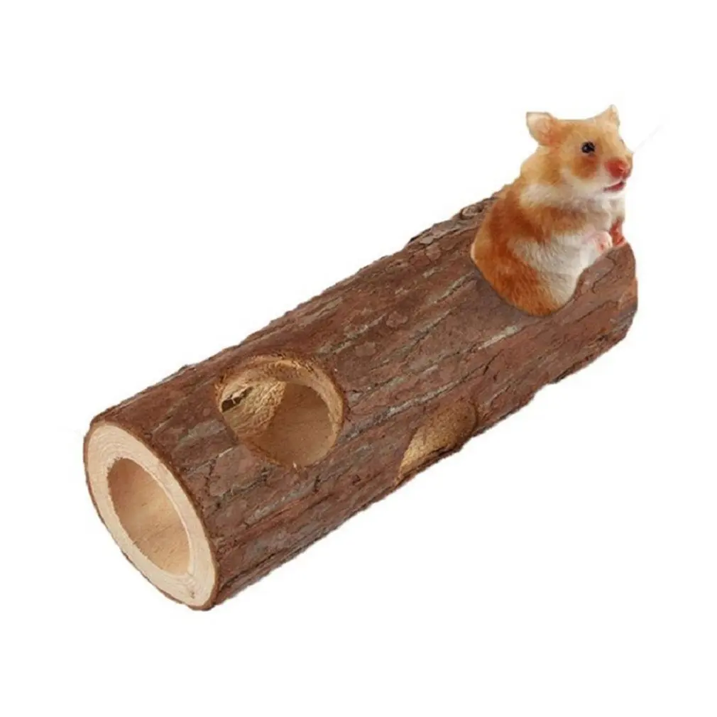 2021Non-toxic And Harmless Hamster Solid Wood Tube Tree Tube Natural Wood Animal Tunnel Sports Tube Children's Chewing Toy