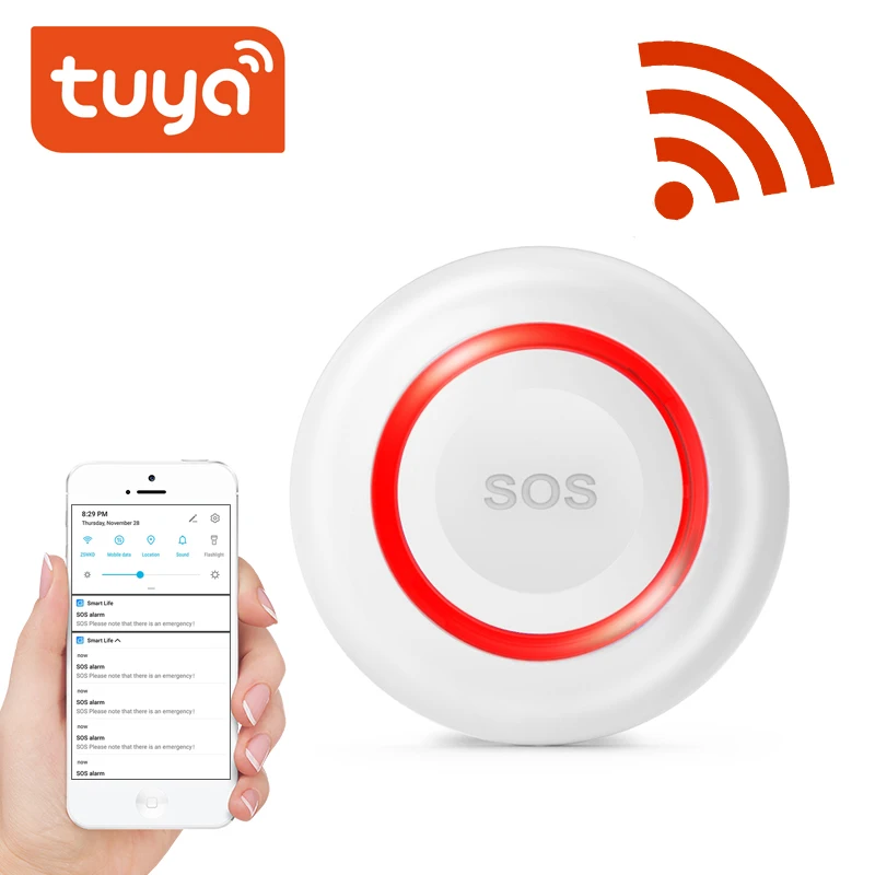 Кнопка аварийной сигнализации Tuya WiFi SOS беспроводной датчик безопасности дома