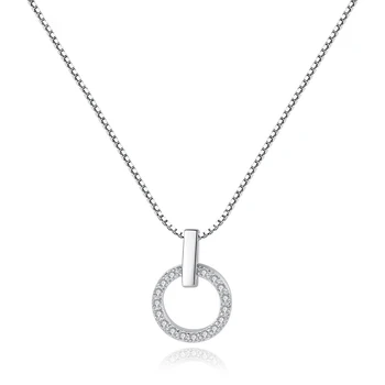 

S925 Sterling Silver Box Chain Pendant with 3A Zircon Simple Temperament All-match Women's Necklace