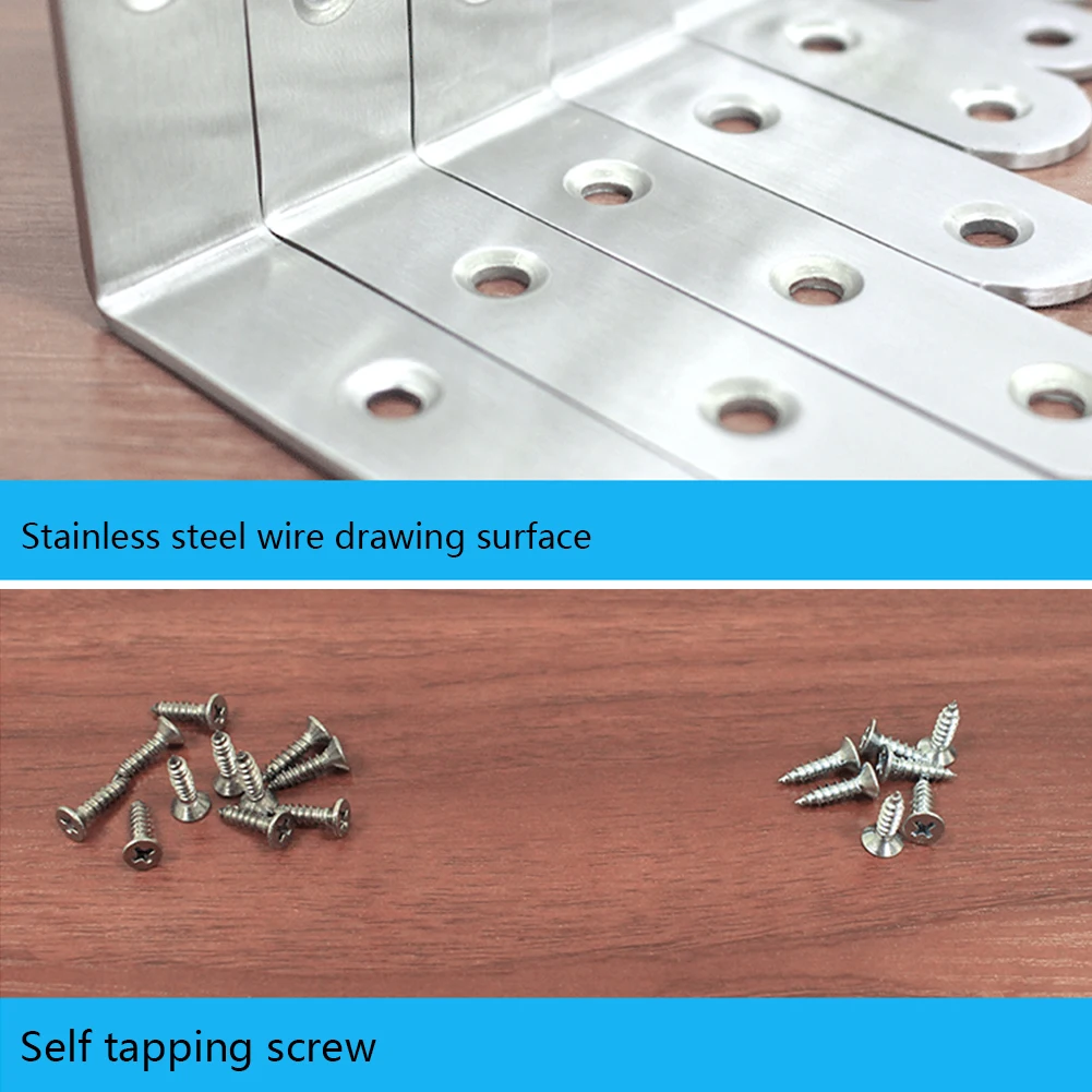 4Pcs Joint Furniture Shelf Bracket Wall Sturdy Right Angle 90 Degree Corner Brace Stainless Steel L Shaped Support Fastener
