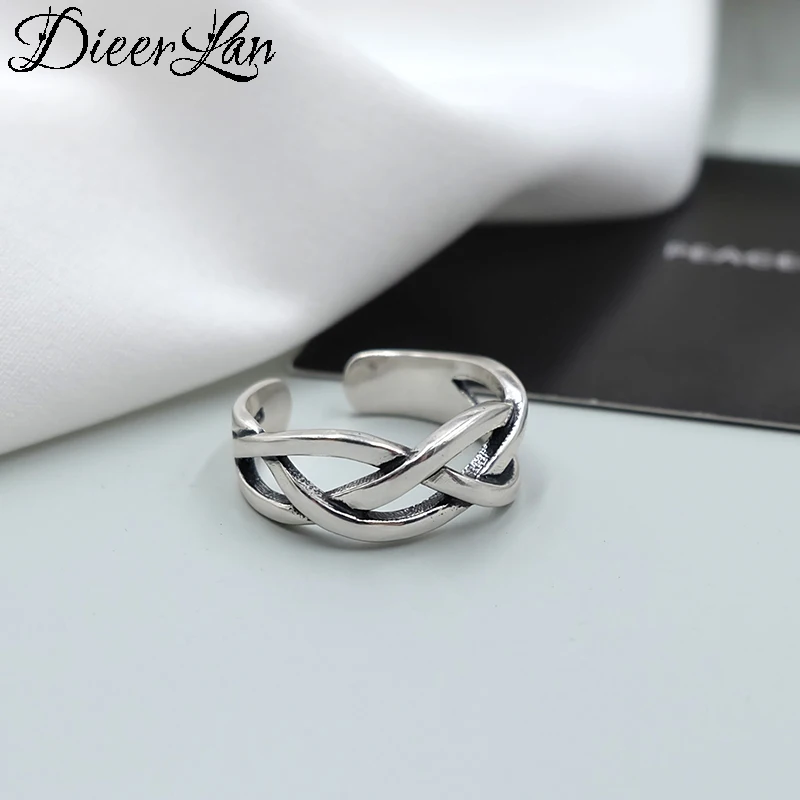 DIEERLAN Bijoux личность 925 пробы серебряный крест кольца для женщин Свадебные украшения регулируемый античный перстень Anillos