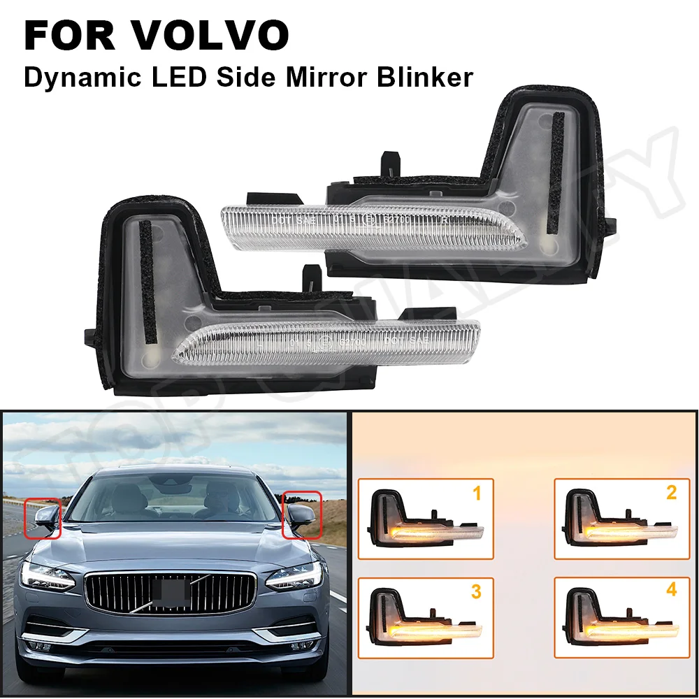 US $66.68 For Volvo V90 Cross Country XC60 XC90 2016 2017 2018 2019 2020 2021 Dynamic Turn Signal Light LED Side Mirror Light Blinker Lamp