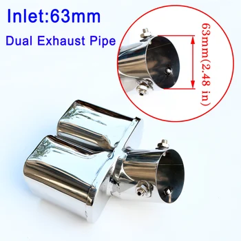 

Universal 2.5 Inch 63mm Silver Car Rear Exhaust Muffler Pipe Tip Trim Tail Throat Cover Accessories Stainless Modified Parts