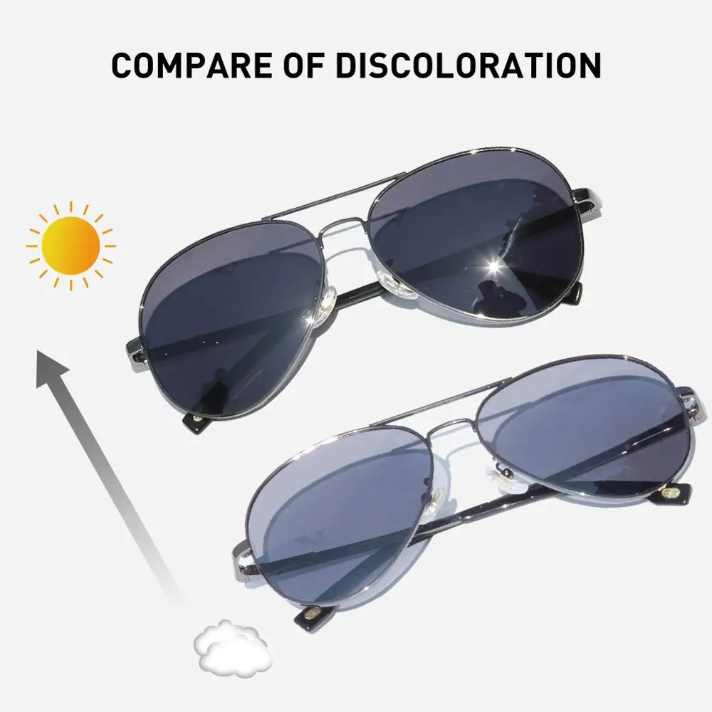 CAPONI Aviation Polarized Sunglasses Photochromic Gray UV Rays Filter  Driving Fishing Sun Glasses Classic Men's Shades BS3103