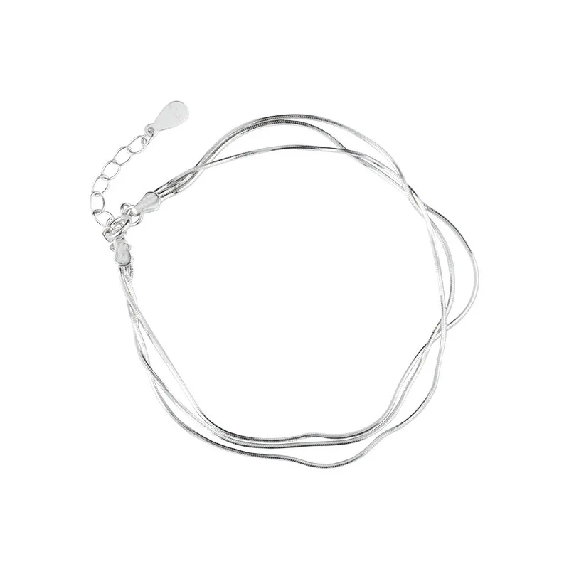 VENTFILLE 925 Sterling Silver Fashion Small Fresh Multi-layer Snake Bone Anklet Temperament Women Fine Jewelry Accessories