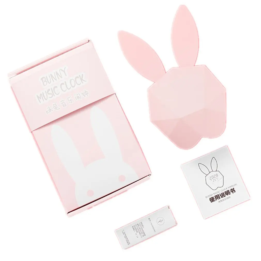 Rabbit Shape Alarm Clock Celebrity Style LED Calendar Voice Snooze Mute