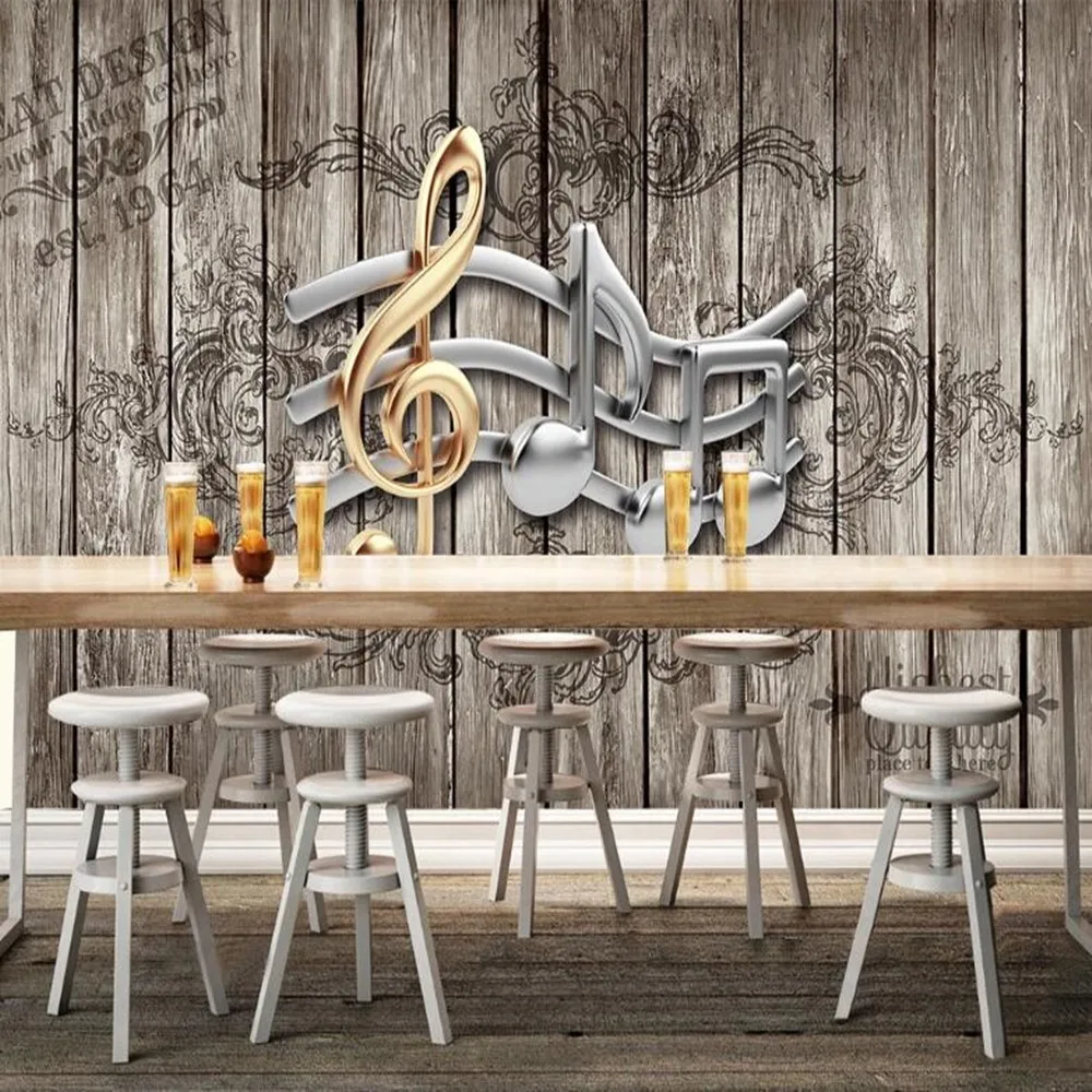 milofi custom 3D music notes nostalgic retro large TV background wallpaper mural | Обустройство дома