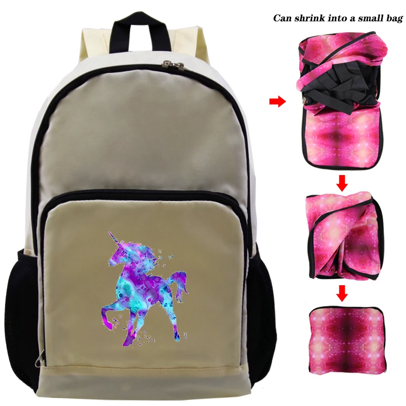 Складная сумка Mochila вытирает рюкзаки с единорогом Sac Dos Bookbag легкий портативный складной рюкзак школьные принадлежности