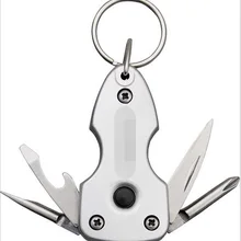 Qihe Швейцарский Технология Открытый Многофункциональный светодиодный свет 7-в-одном складной мини-нож брелок небольшие подарки