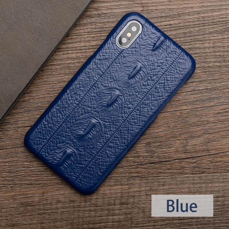 Осетровый текстурный чехол для телефона для iphone 7 8 11 Pro Чехол из воловьей кожи задняя крышка для iphone 6 6s Xr Xs Max чехол 6p 6s p 7p 8p крышка - Цвет: Blue