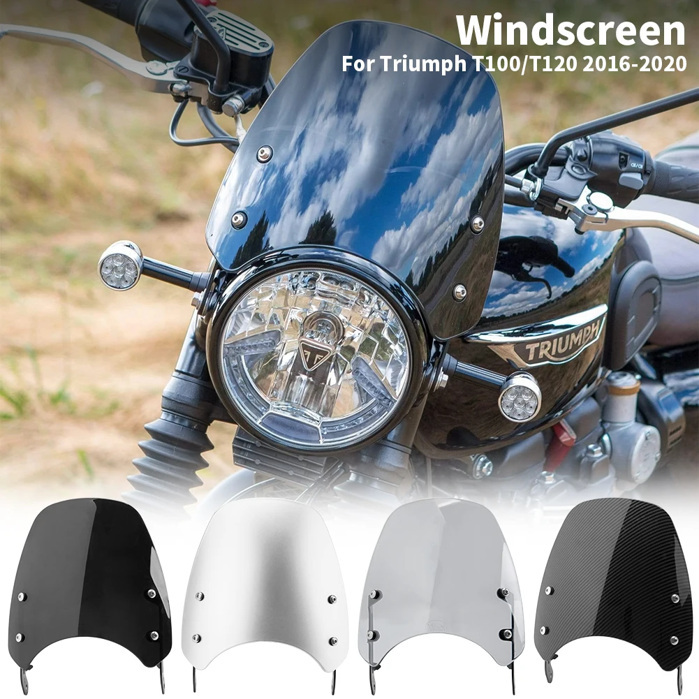 Pare-brise de moto Flyscreen, pare-brise, déflecteur de vent, accessoires pour Triumph Bonneville T100, T120, 2016, 2017, 2018, 2019