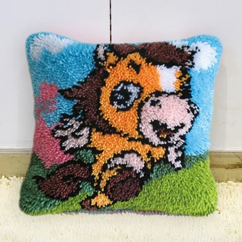 

Rug Kits Latch Hook Pillow Sets Cushion Latch Hook Embroidery Chinese Zodiac Latch Hook Pillow Foamiran For Needlework Mat DIY F