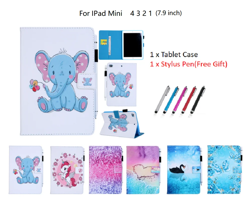 Защитный чехол для планшета ipad Mini 1 2 3 4 откидной Чехол-подставка из искусственной