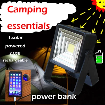

USB Rechargeable LED lantern solar powered Floodlight 1000mah power bank Outdoor Spotlight Flood light Camping Emergency lamp