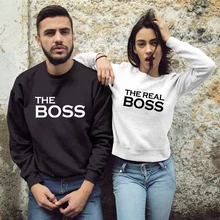Толстовка для пар с надписью «The Boss The Real Boss»; Повседневная осенне-зимняя одежда унисекс; хипстерский свитер; пуловер