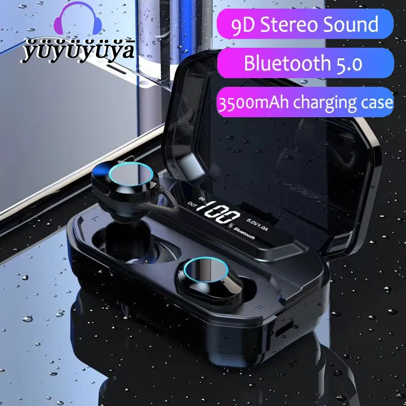YUYUYUYA 3500 мАч светодиодный Bluetooth Беспроводной наушники-вкладыши TWS с сенсорным