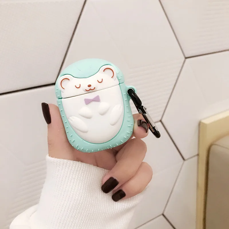 3D чехол для наушников для Airpods, чехол, силиконовый чехол с милым медведем для Apple Air pods 2, чехол для Earpods, чехол, ремешок для наушников