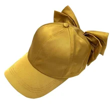 Женский милый бант с резинкой casquette регулируемая хип-хоп однотонная бейсболка для девочки Кепка модные стильные бейсболки