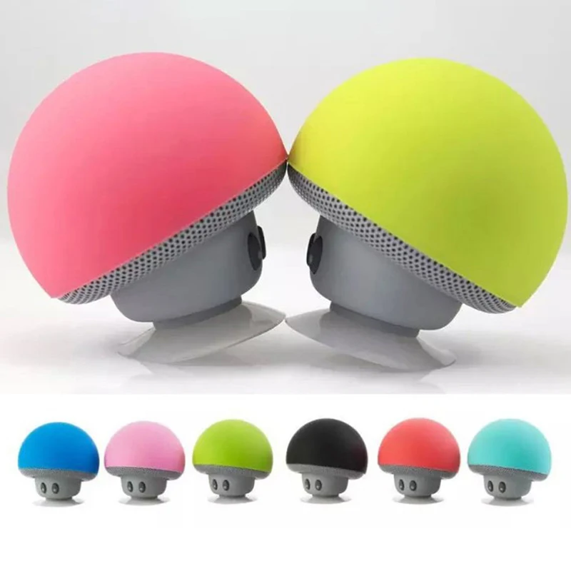Bluetooth Mushroom Mini Speaker With Mic Suction Cup Stereo Subwoofer Phone Holder Bracket Kickstand For Phone Laptop