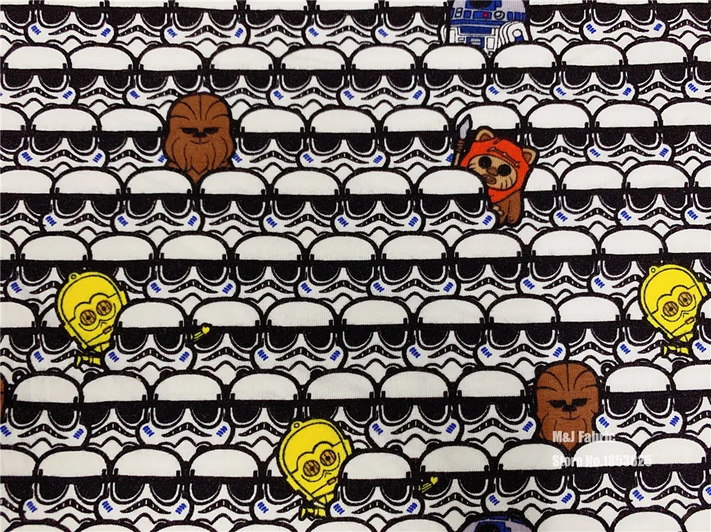 50*158 см, эластичная трикотажная ткань из хлопка и лайкры с героями мультфильмов, робот, Звездные войны, одежда для маленьких мальчиков, ткань для шитья своими руками