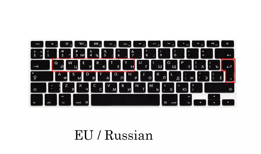 EU US Russian Language Keyboard Skin for Macbook Air 13 Russian Keyboard Cover A1466 Waterproof Film Protector