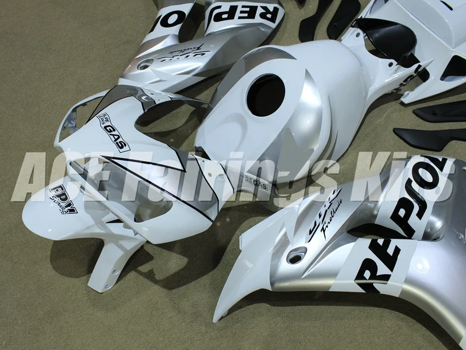 4 подарки ABS мотоцикл обтекатели комплект Подходит для Honda CBR1000RR 06 07 CBR 1000 RR 2006 2007 на заказ серебро белый repsol