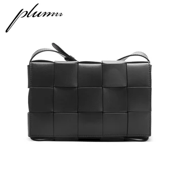 

Plumn Women's Small Square Bag Woven Single Shoulder Messenger Bag Leather Women's Bag