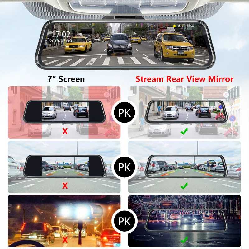 1080P видеорегистратор Автомобильный видеорегистратор 1" поток зеркало заднего вида сенсорный экран супер камера ночного видения видеорегистратор авто регистратор Dashcam