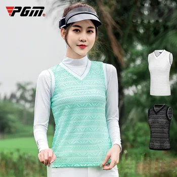 

PGM 2019 New Golf Lady's Top Summer Women's Wear Sleeveless Vest Lace Vest Sports Breathable Vest