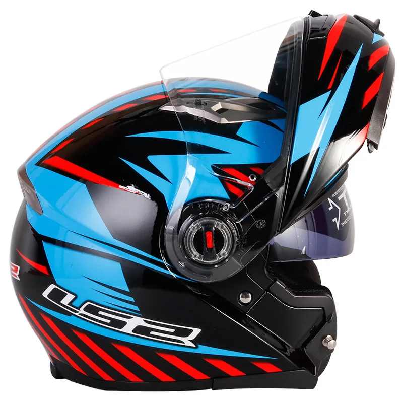 LS2 FF370 бездорожье Флип Полный уход за кожей лица Мотокросс Мотоцикл мото Шлем Capacete каско с двойной щит козырек ECE - Цвет: Blue Black
