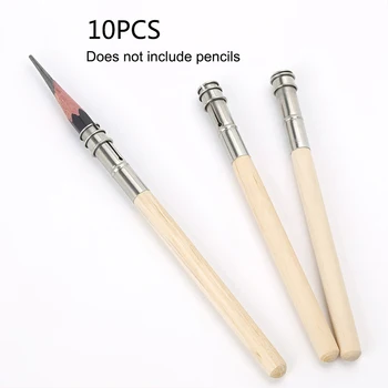 

10Pcs Adjustable Pencil Extender Wooden Holder Painting Drawing Tool Writing Pencil Pan Holder Kids Learning Practise Pen Aid