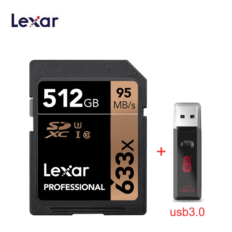 Lexar профессиональный 667x SDXC 512 ГБ UHS-I карты высокой Скорость до максимума 95 МБ/с. чтения 45 МБ/с. записи Class10 633x для Камера