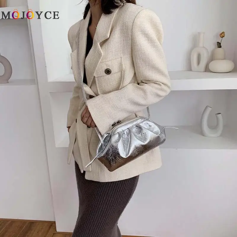 

Fashion Women Dinner Party Clutch PU Leather Pleated Handbag Ladies Shoulder Messenger Evening Bag