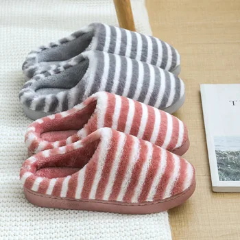 

Men Women Winter Cotton Soft Slipper Indoor Floor Non-slip Flange Keep Warm Shoes Plush Lovers Autumn Winter Home Slipper