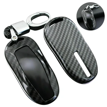

1pc Carbon Fiber Hard Car Key Cover Case Accessories For Tesla Model 3 Model S
