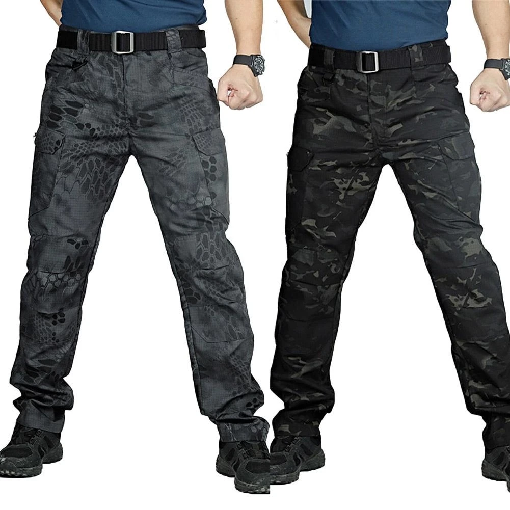 Men Full Black Military Track Pants