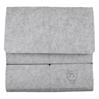 

Bedside Storage Bag Pocket Felt Bed Hanging Organizer Book azine TV Remote Caddy Bunk Holder for Table Sofa Bed Grey