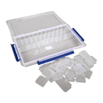 

1pc Plastic Desktop Storage Box 28 Slots Portable Plastic Desktop 3 Buckle Case Organizer Storage Box
