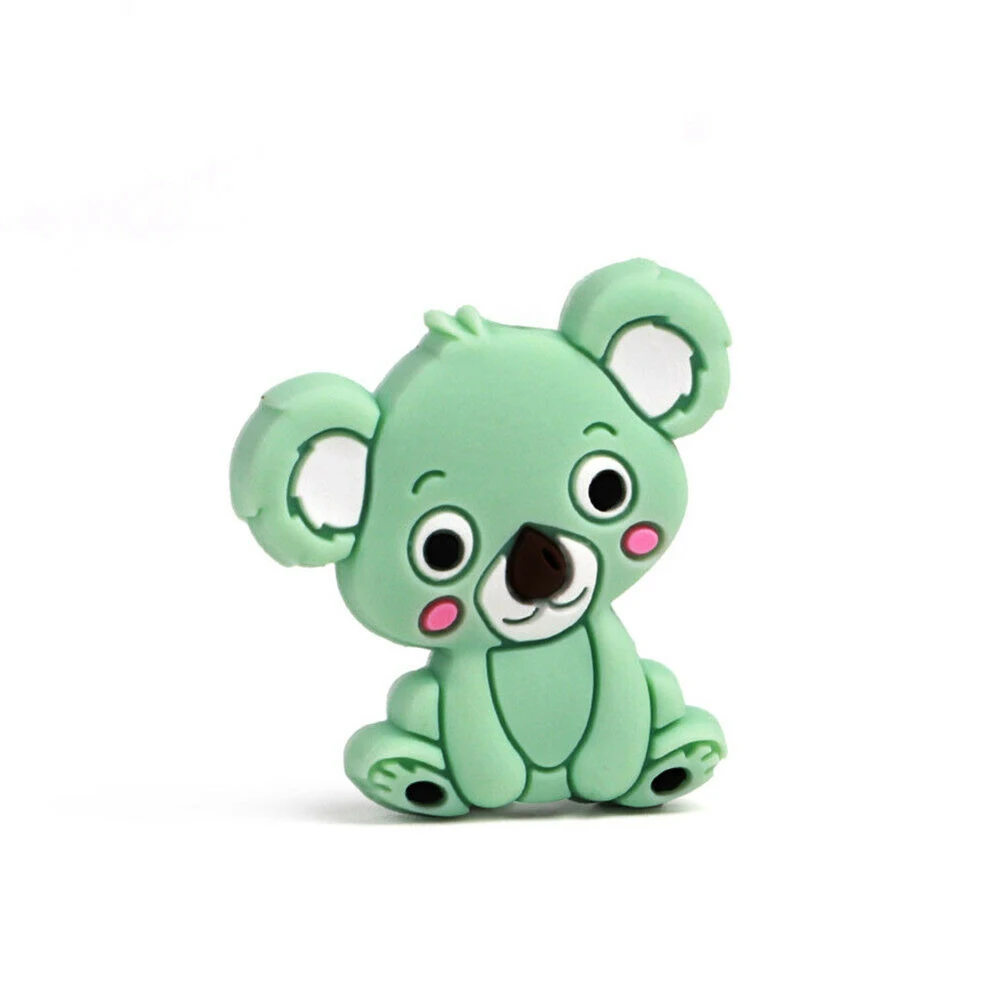 5 шт. Koala детский прорезыватель из бисера силиконовый DIY ожерелье пустышка цепь Прорезыватель игрушка использоваться для DIY ожерелье и пустышка цепь - Цвет: Green5pcs